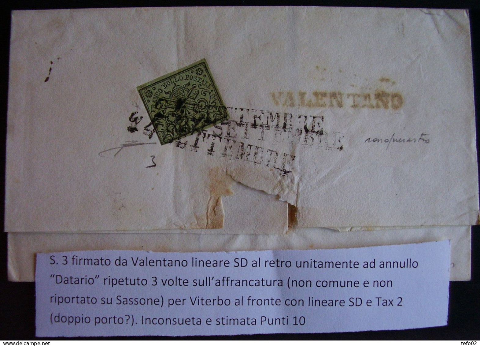 Pontificio. Storia postale. La Direzione postale di Viterbo