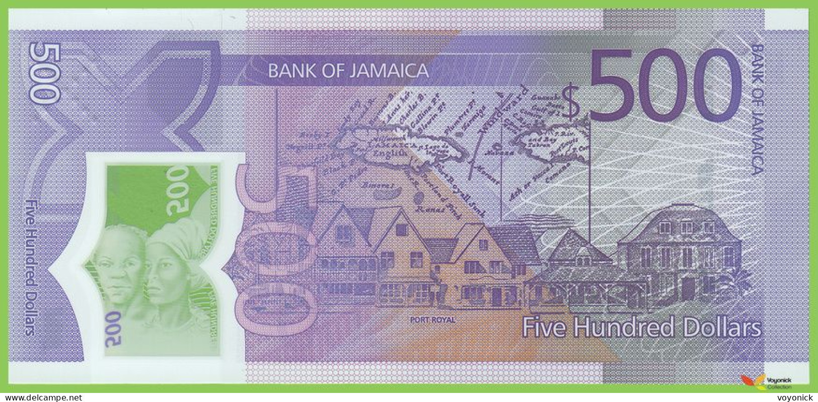 Voyo JAMAICA 500 Dollars 2022(2023) P98 B253a AH UNC Polymer Commemorative - Jamaica