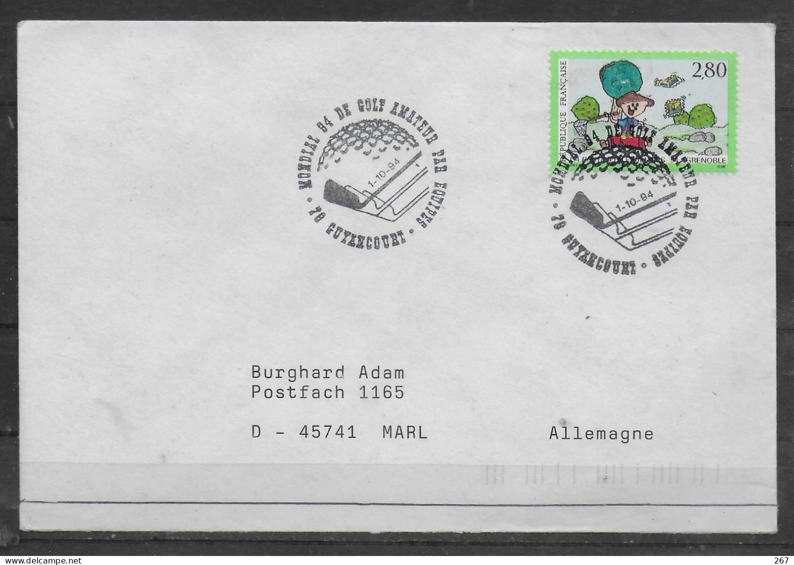 FRANCE Lettre 1994 Guyancourt Golf - Golf