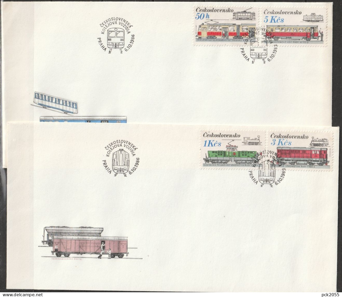 Tschechoslowakei 1986 FDC MiNr.2881 - 2884 Schienenfahrzeuge ( Dl 32 ) - FDC