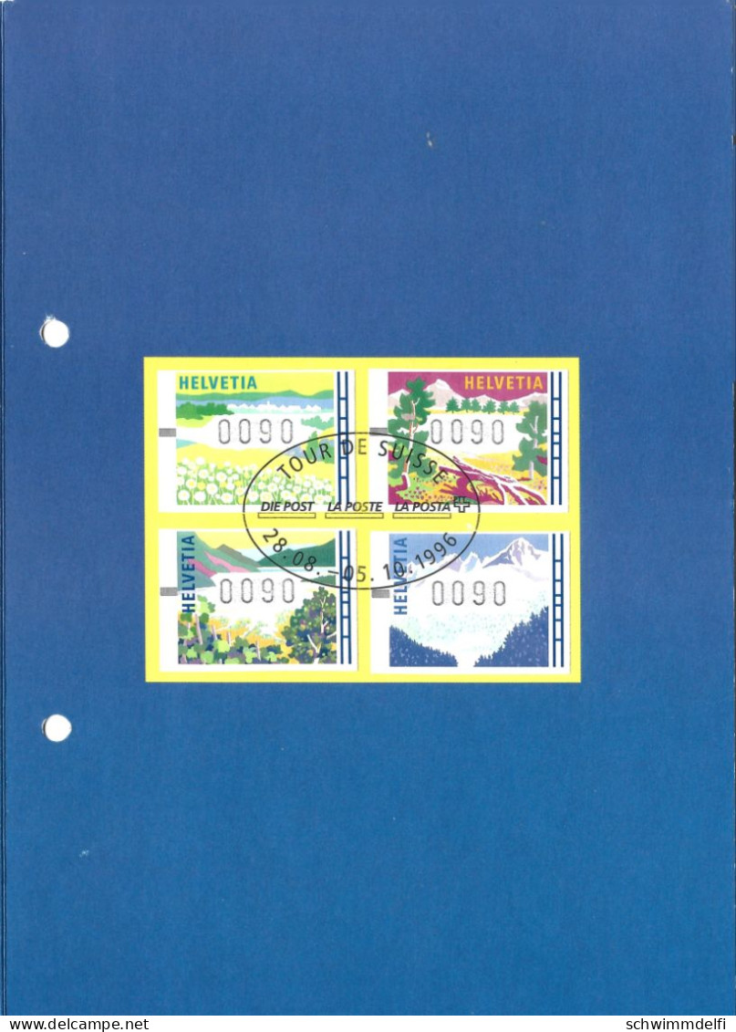 SUIZA - SCHWEIZ - SUISSE - SWITZERLAND - ETIQUETAS EXPENDEDORAS TEMPORADAS - HOJA DEL PRIMER DÍA  28.08. - 05.10.1996 - Automatic Stamps