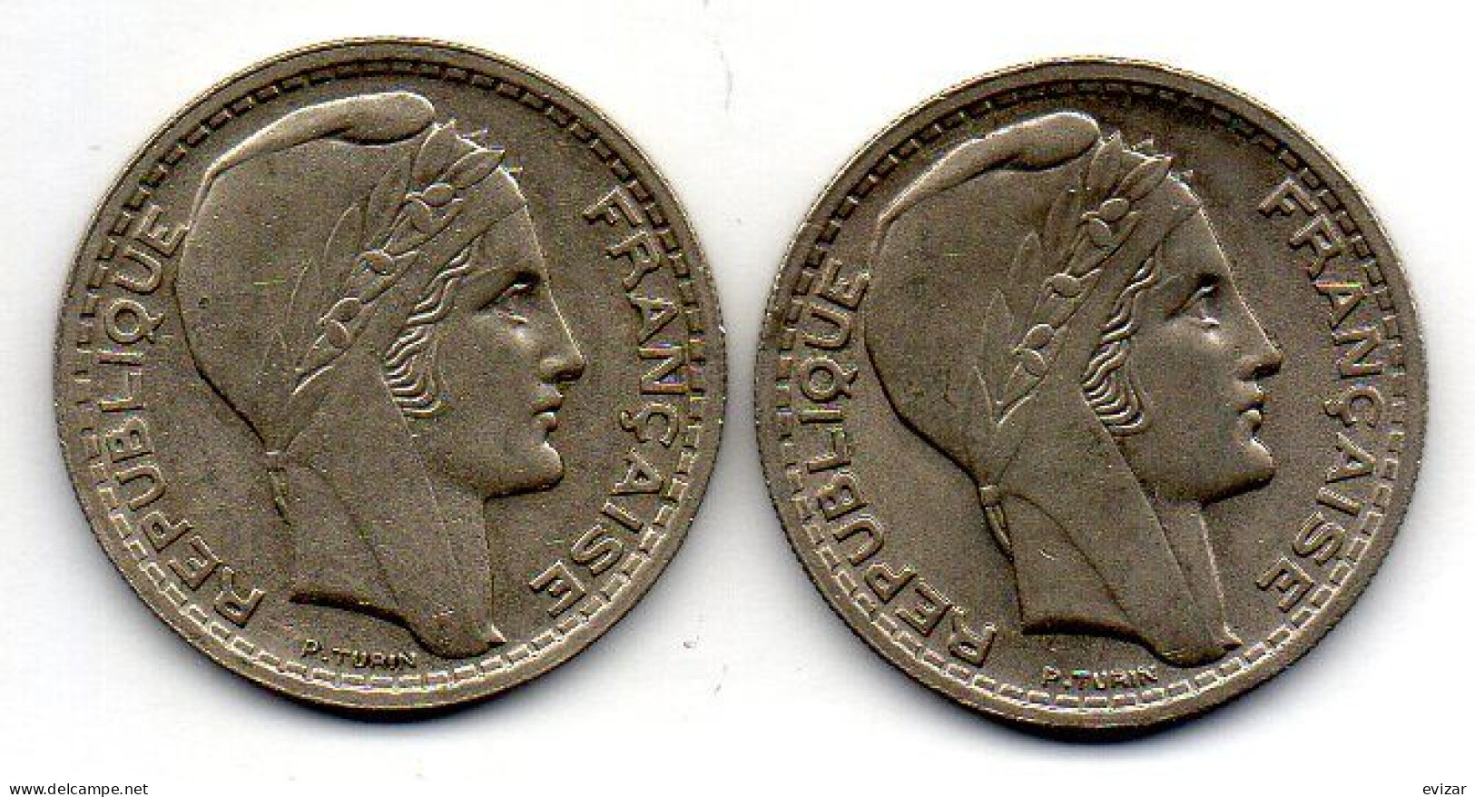 FRANCE, Set Of Two Coins 10 Francs, Copper-Nickel, Year 1947, 1947-B, KM # 908.1, 908.2 - 10 Francs