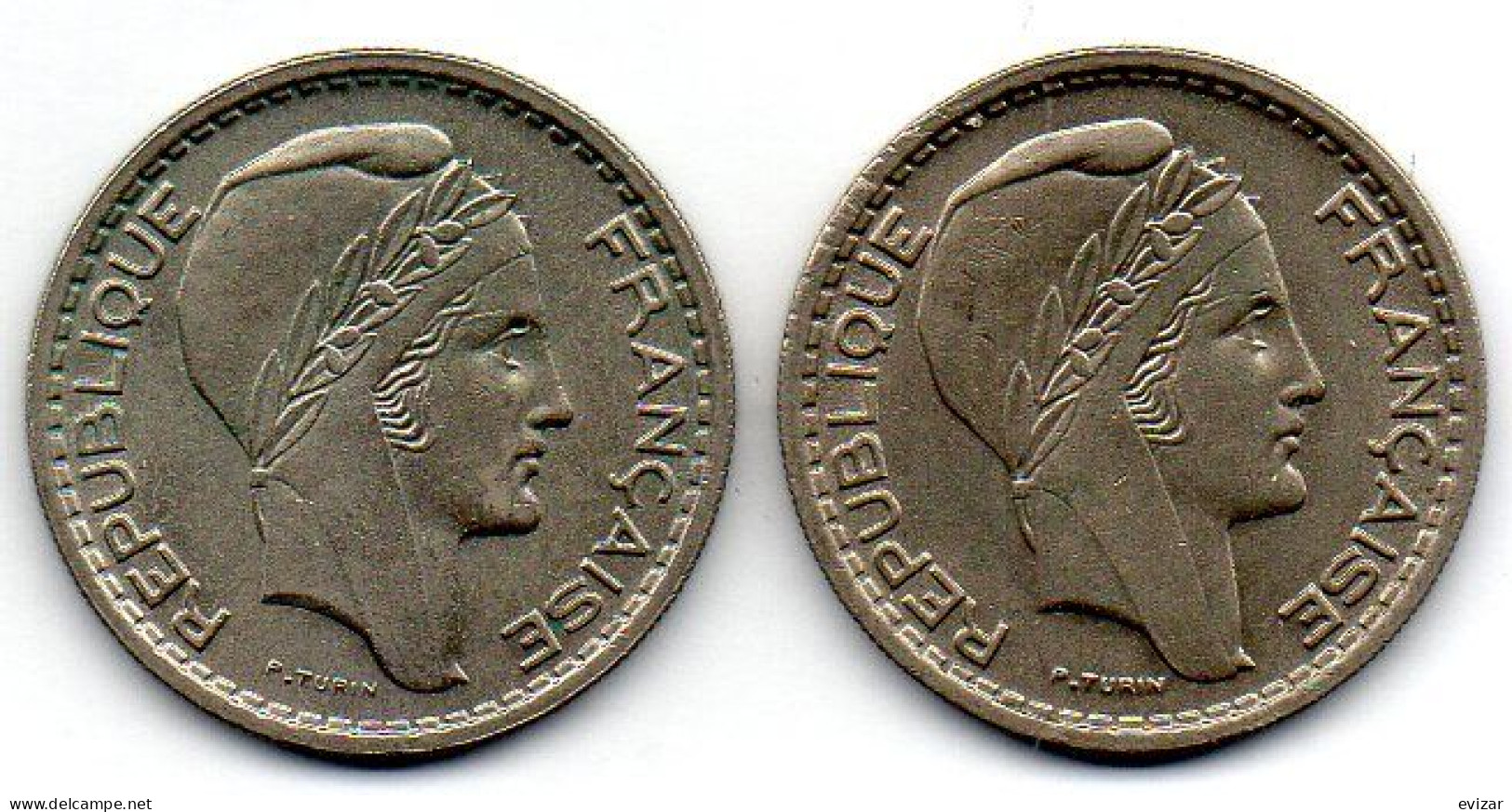 FRANCE, Set Of Two Coins 10 Francs, Copper-Nickel, Year 1948, 1948-B, KM # 909.1, 909.2 - 10 Francs