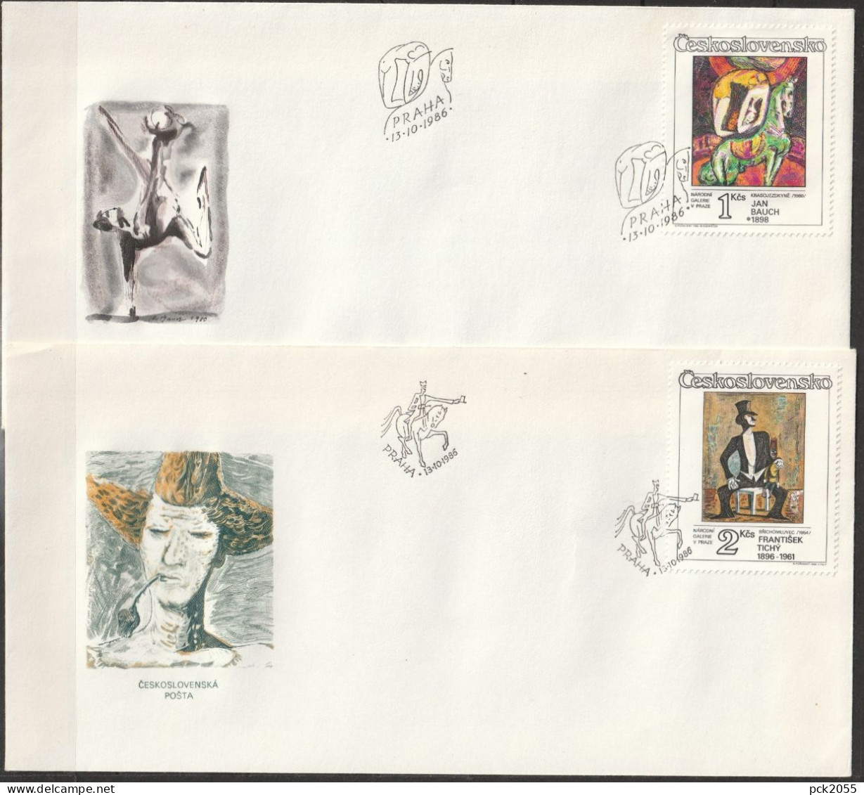 Tschechoslowakei 1986 FDC MiNr.2885 - 2888 Zirkus Und Variete In Der Bildenten Kunst ( Dl 33 ) - FDC