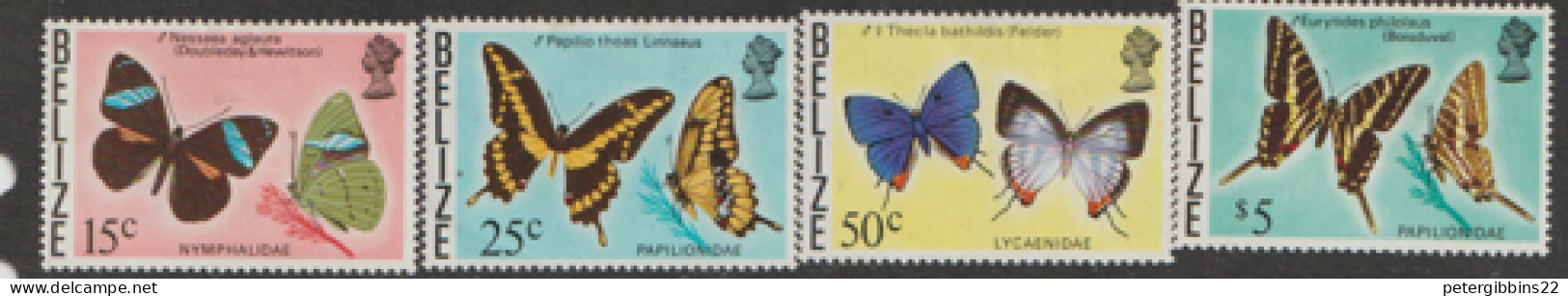 Belize  1979  Butterflies  Various Values Wmk Upright  Mounted Mint - Belize (1973-...)