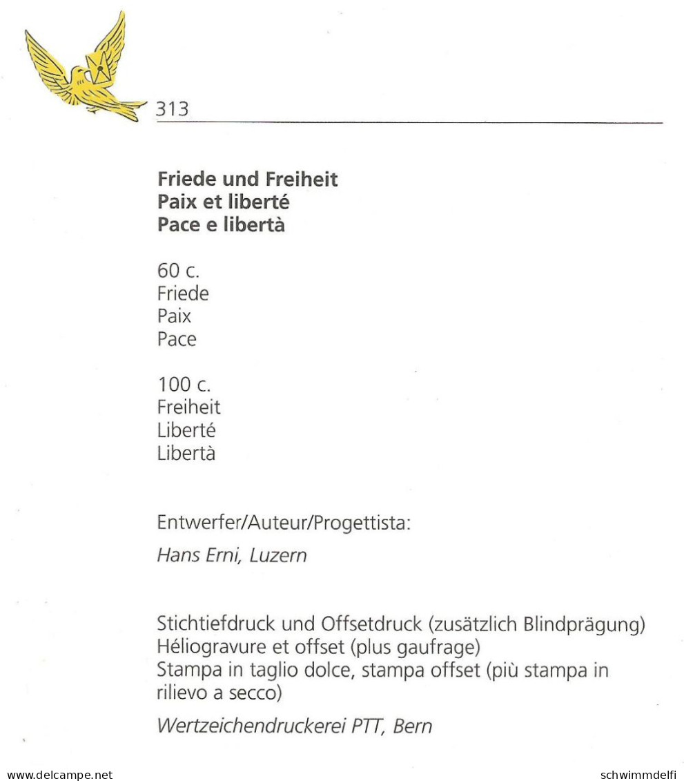 SUIZA - SCHWEIZ - SUISSE - SWITZERLAND - FRIEDE UND FREIHEIT -  EUROPA FOLDER  MIT SONDERSTEMPEL - 16.05.1995 - Cartas & Documentos