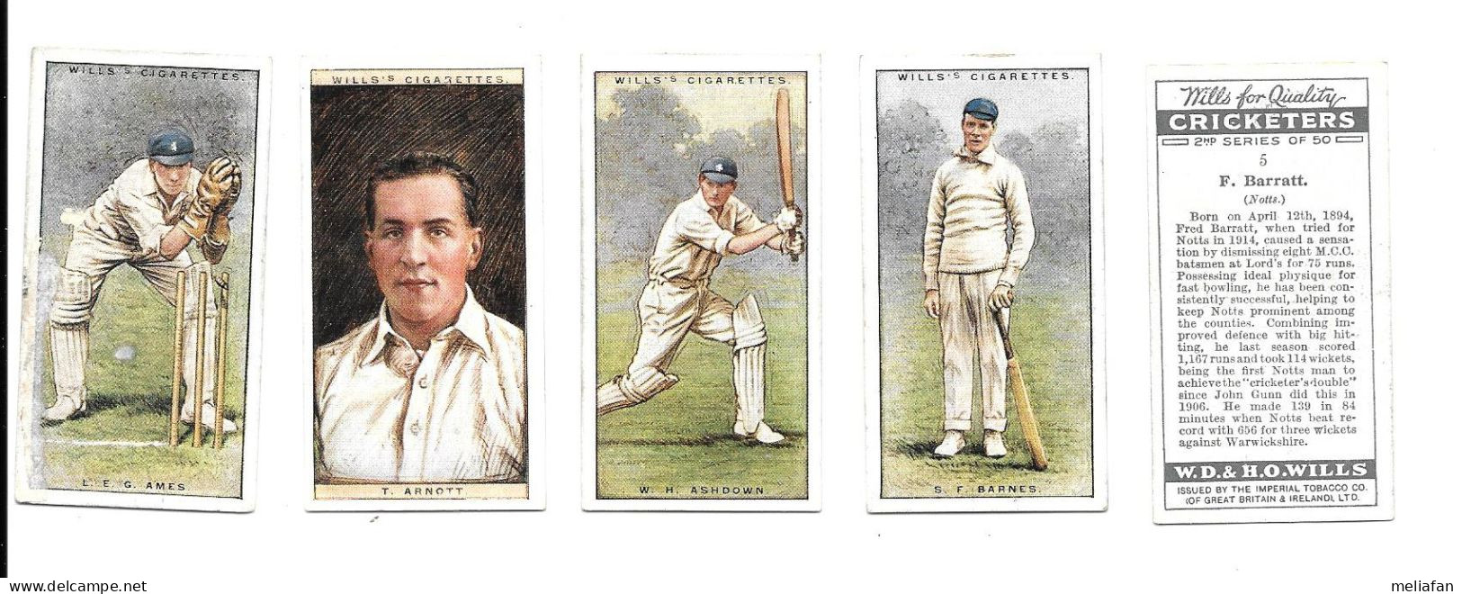 CJ65 - SERIE COMPLETE 50 CARTES CIGARETTES WILLS - CRICKETERS 2nd SERIES - Wills