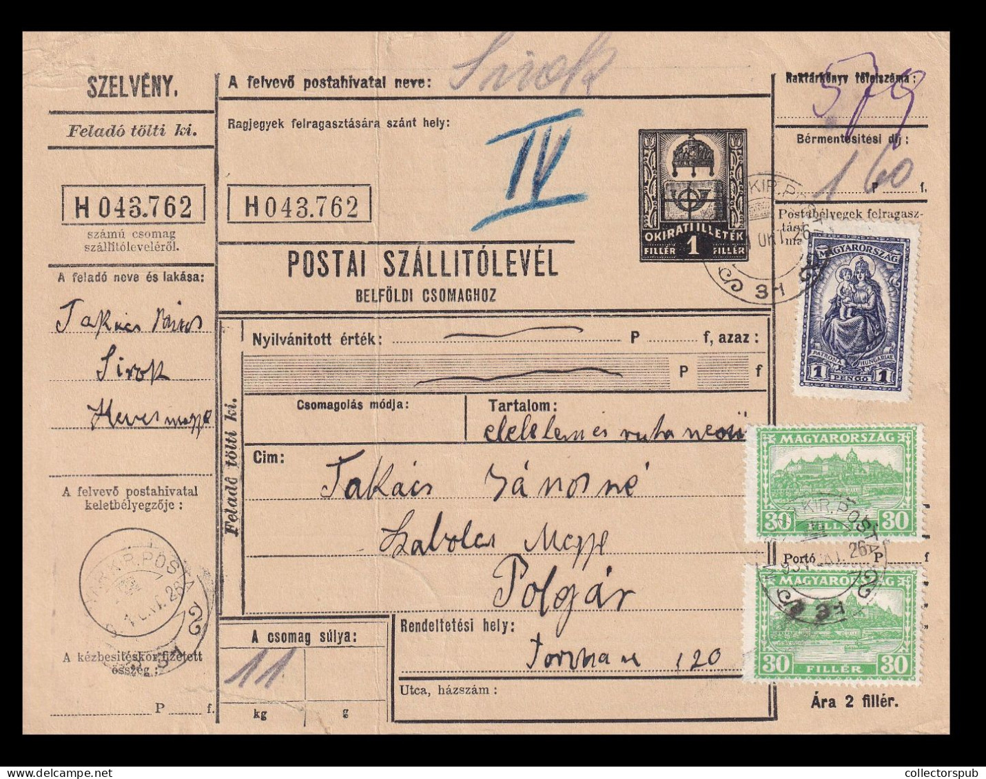 HUNGARY Nice Parcel Post Card  Magyar.Kir.Posta. 31. - Paketmarken