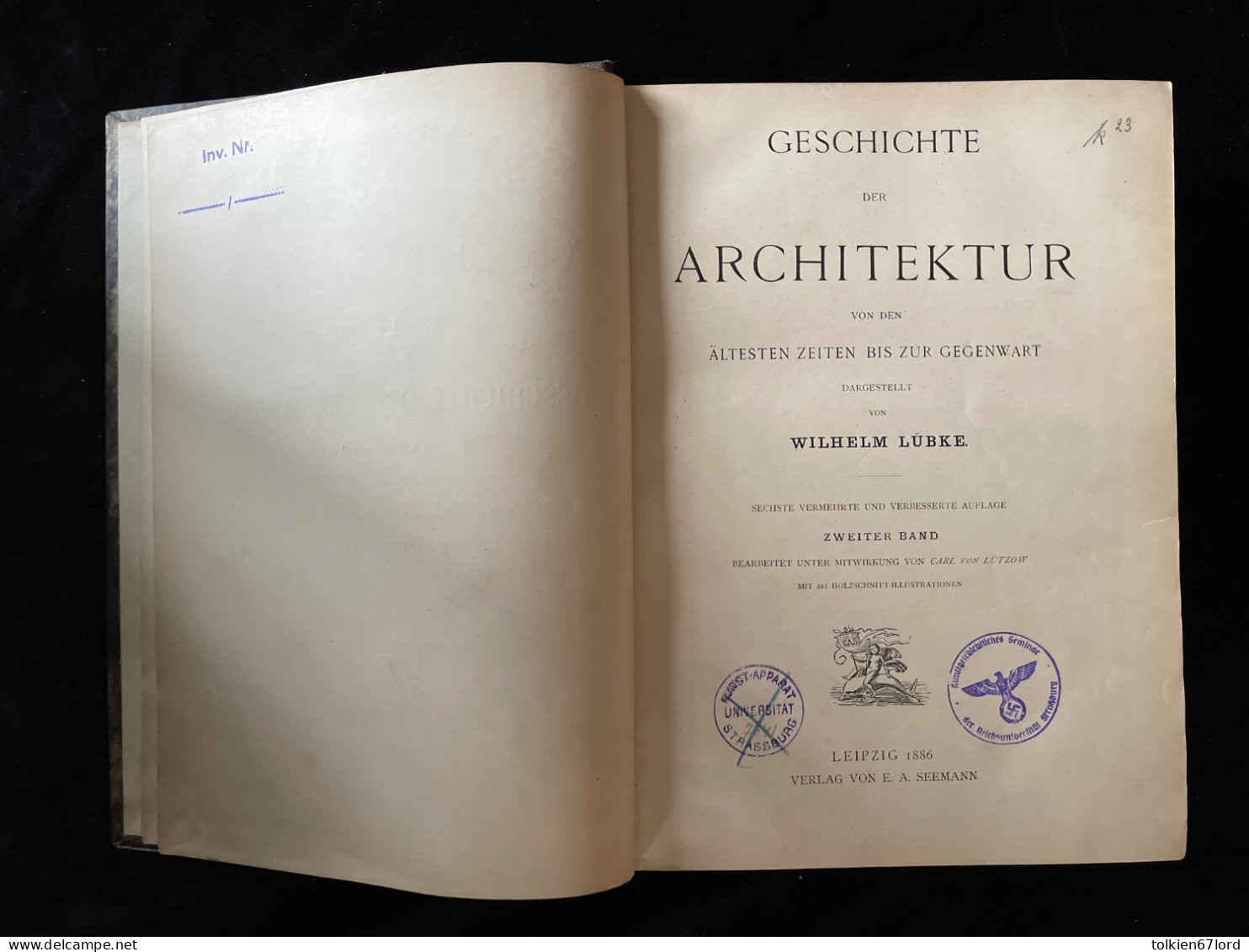 REICHSUNIVERSITÄT STRASSBURG STRASBOURG 67 Bas-Rhin Elsass Alsace Université Lübke Kunstgeschichtliches Architecture - Art