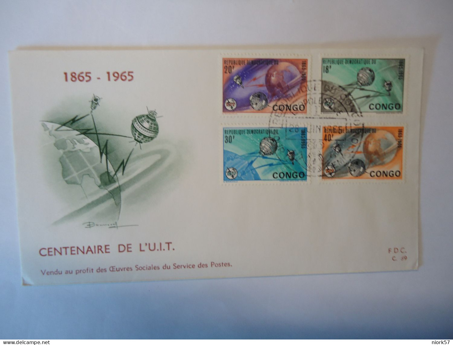 CONGO   FDC  1965   SPACE PLANET SOACE   CENTENAIRE DE L'U.I.T. - Andere & Zonder Classificatie