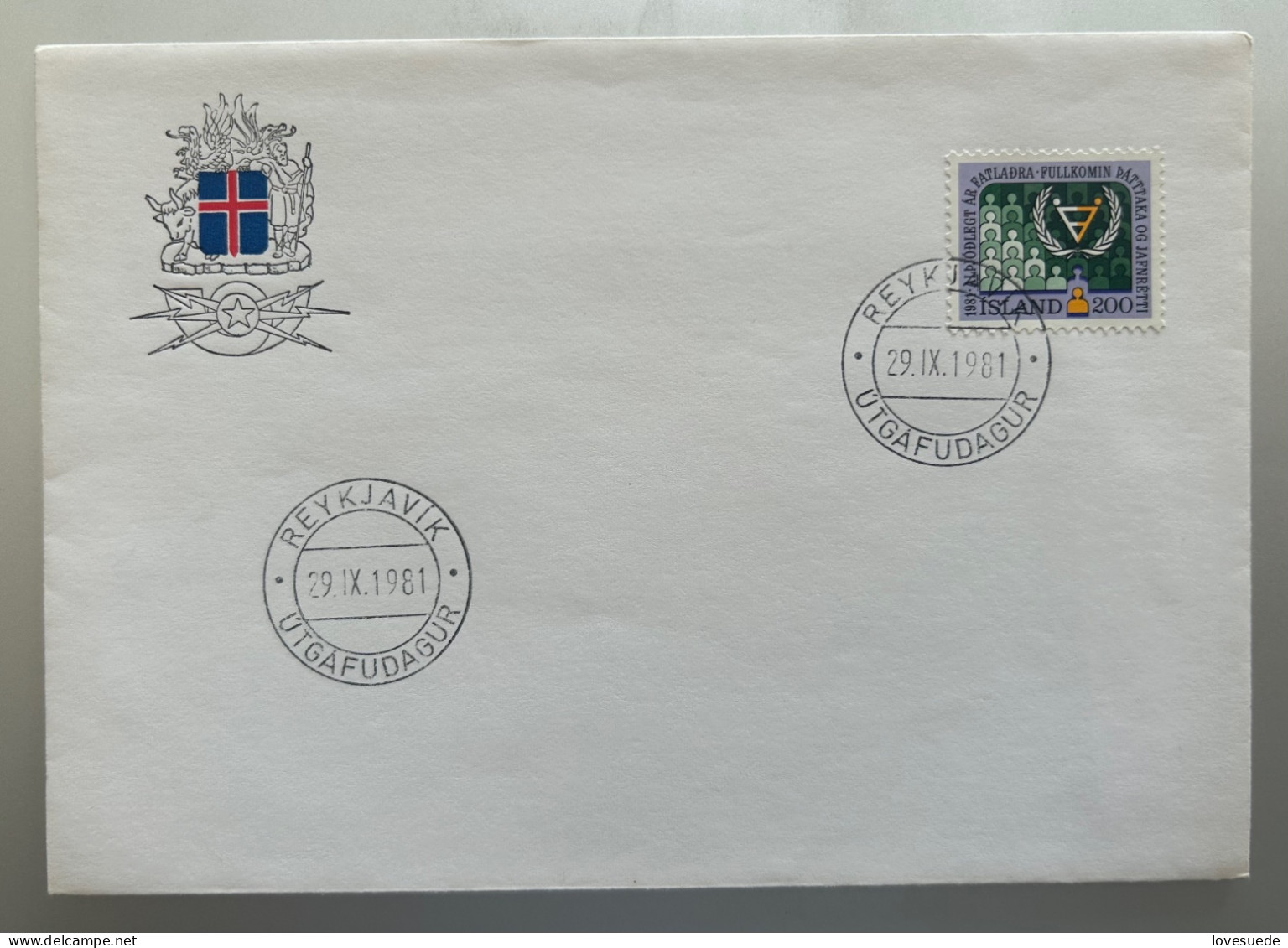 Islande FDC 29/09/1981 - FDC