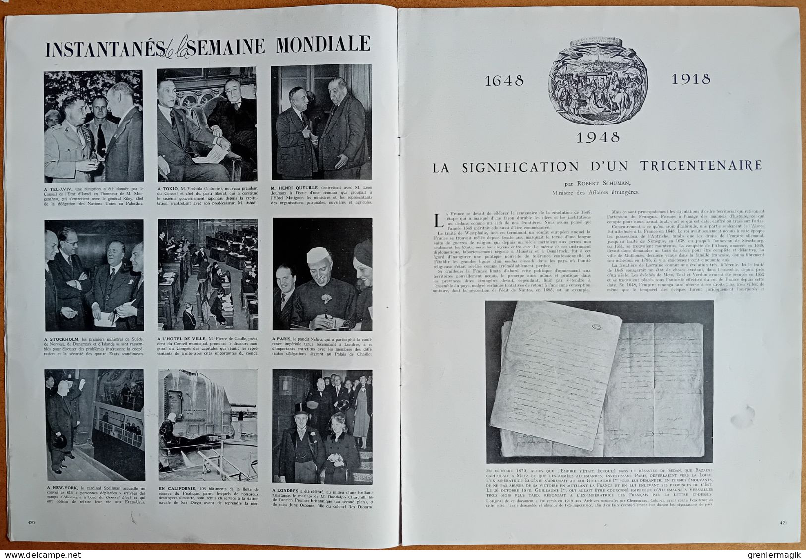 France Illustration N°161 13/11/1948 U.S.A. Truman Président/Chine Moukden/La Légende D'Alsace/Identité Judiciaire - Allgemeine Literatur