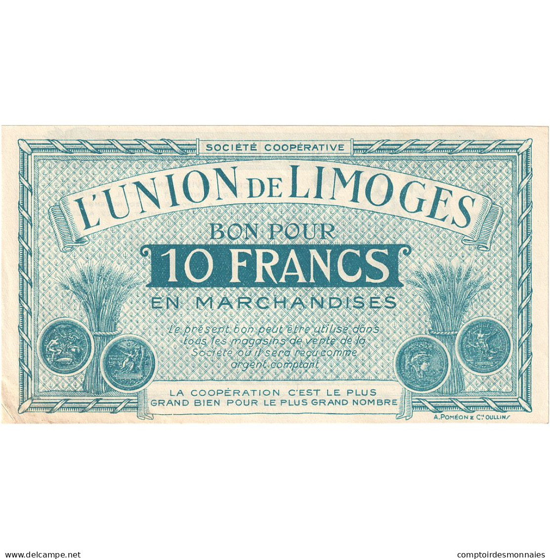 France, Limoges, 10 Francs, 1920-1935, SPL - Bons & Nécessité