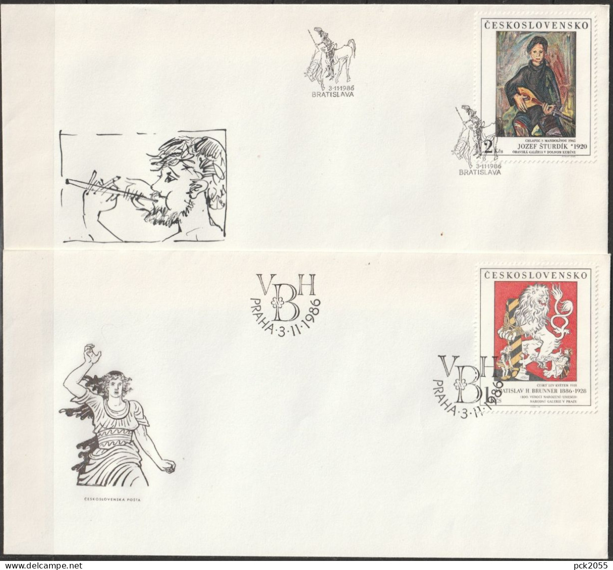 Tschechoslowakei 1986 FDC MiNr.2889 - 2893 Kunstwerke Aus Der Nationalgalerie ( Dl 38 ) - FDC