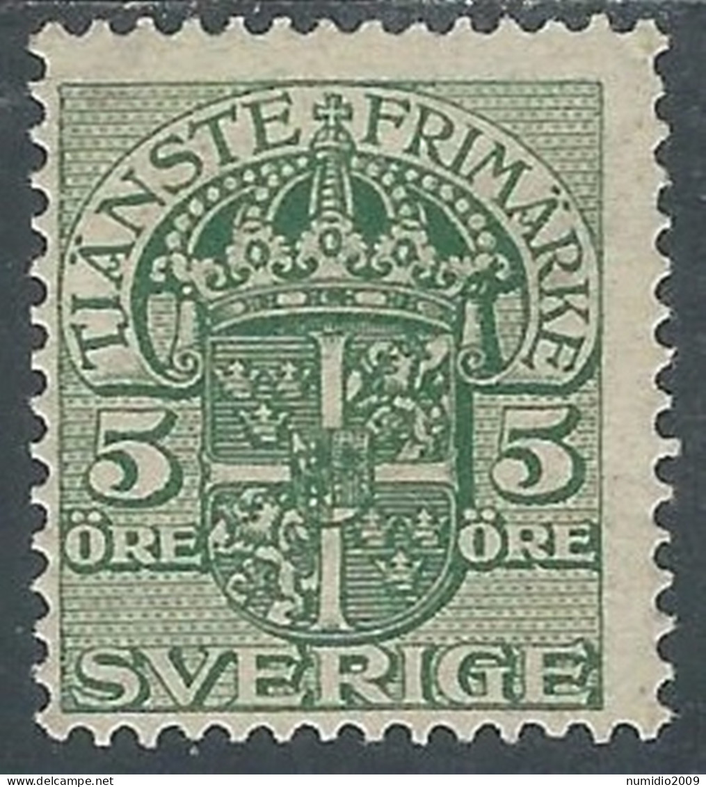 1911-19 SVEZIA FRANCOBOLLI DI SERVIZIO 5 ORE MH * - RB8-2 - Dienstmarken