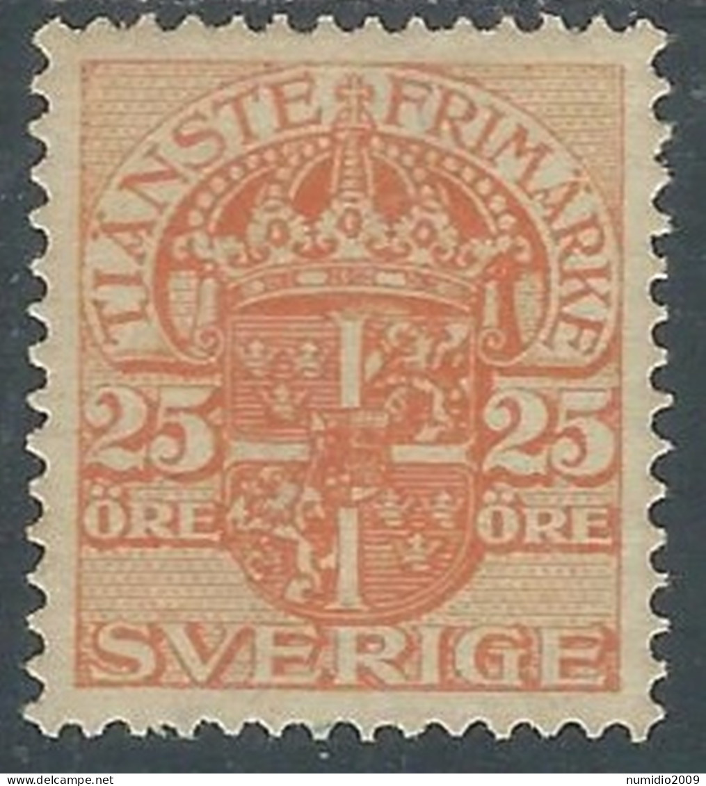1911-19 SVEZIA FRANCOBOLLI DI SERVIZIO 25 ORE MH * - RB8-3 - Oficiales