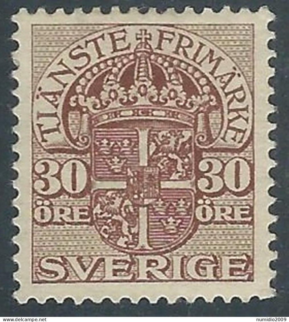 1911-19 SVEZIA FRANCOBOLLI DI SERVIZIO 30 ORE MH * - RB8-3 - Dienstmarken