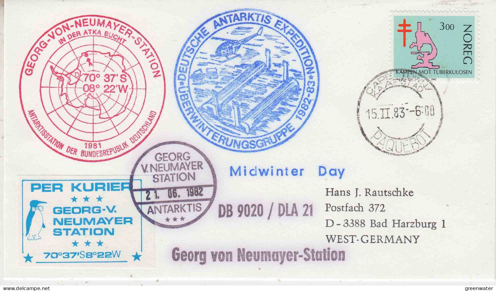 Norway Ausbau Station Neumayer 1981/82  MV Polarbjorn  Ca Cape Town 15.2.1983  (NE153E) - Midwinter