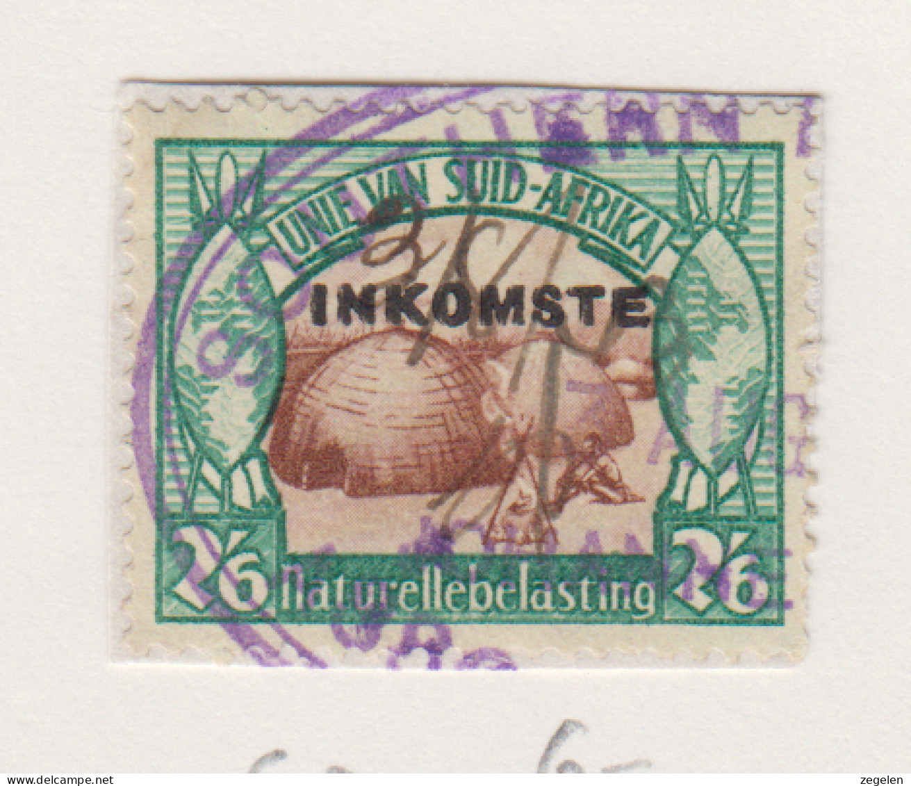 Zuid-Afrika Fiskale Zegel(revenue) Cat. J Barefoot: Revenue JAAR 1942 Nr. 50 Afrikaanse Tekst   Op Fragment - Other & Unclassified