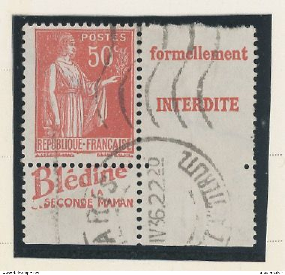 BANDE PUB -N°283  PAIX TYPE IV -50c ROUGE -Obl - PUB -BLEDINE- (MAURY 231) - Oblitérés