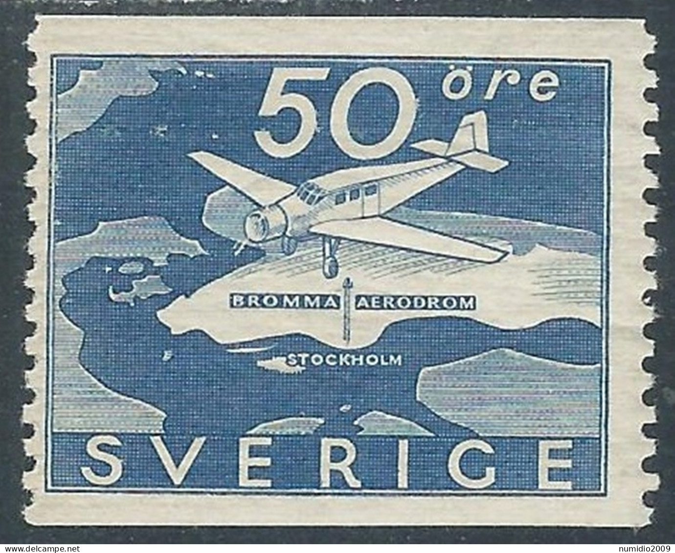 1936 SVEZIA POSTA AEREA AEROPORTO DI BROMMA MH * - RB9 - Unused Stamps