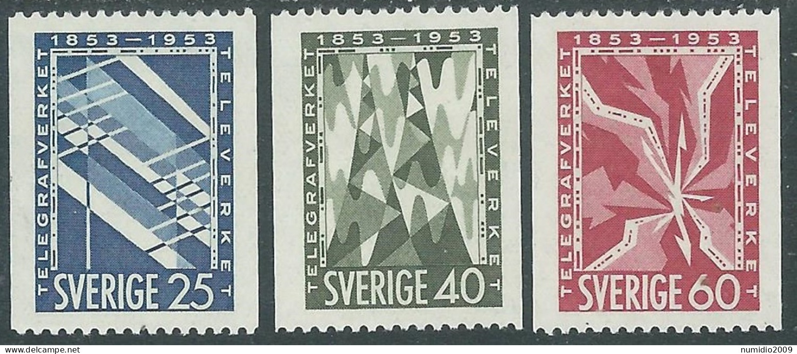 1953 SVEZIA SERVIZIO TELEGRAFICO 3 VALORI MH * - RB1-6 - Neufs