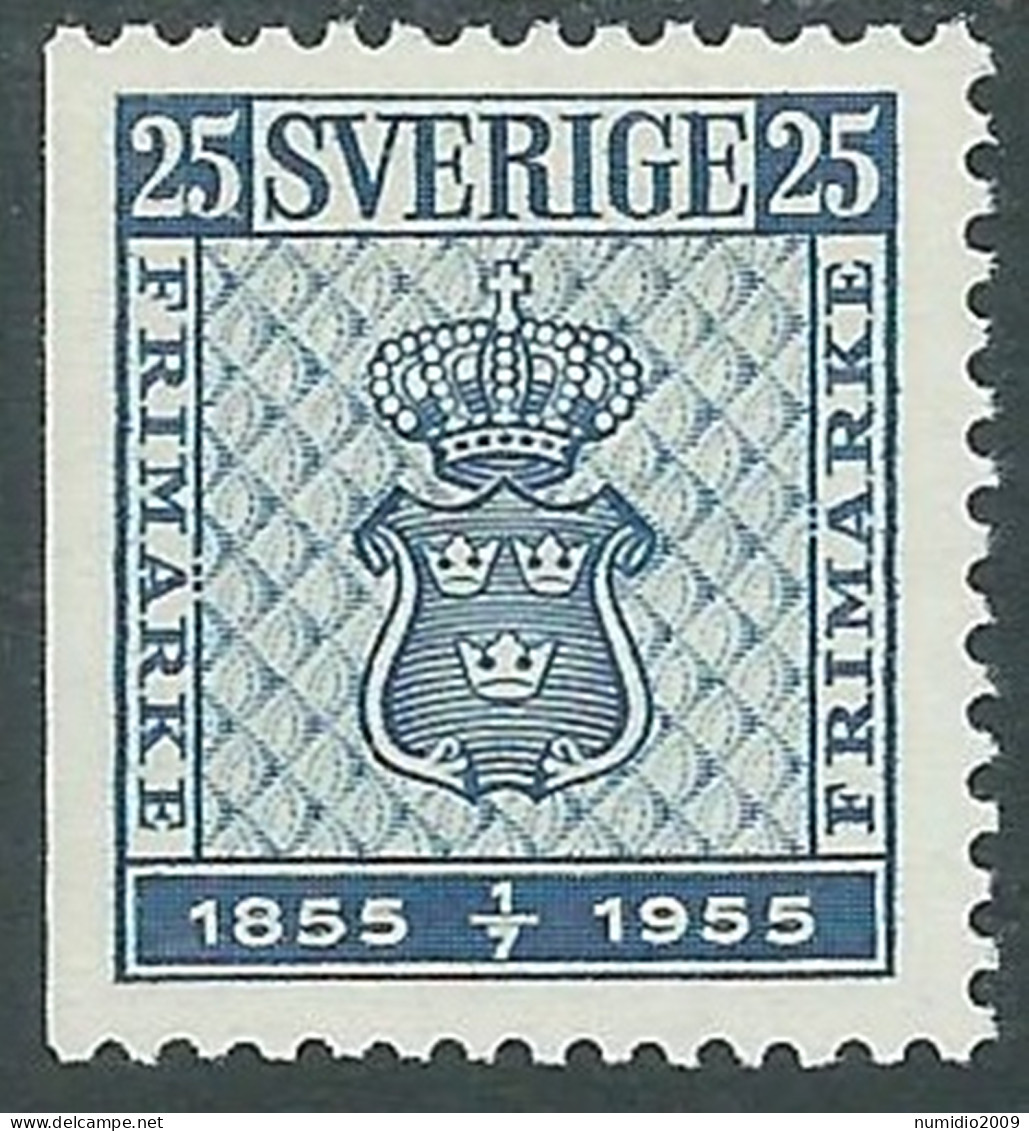 1955 SVEZIA CENTENARIO PRIMO FRANCOBOLLO 25 ORE D. 3 LATI MH * - RB8-10 - Nuovi