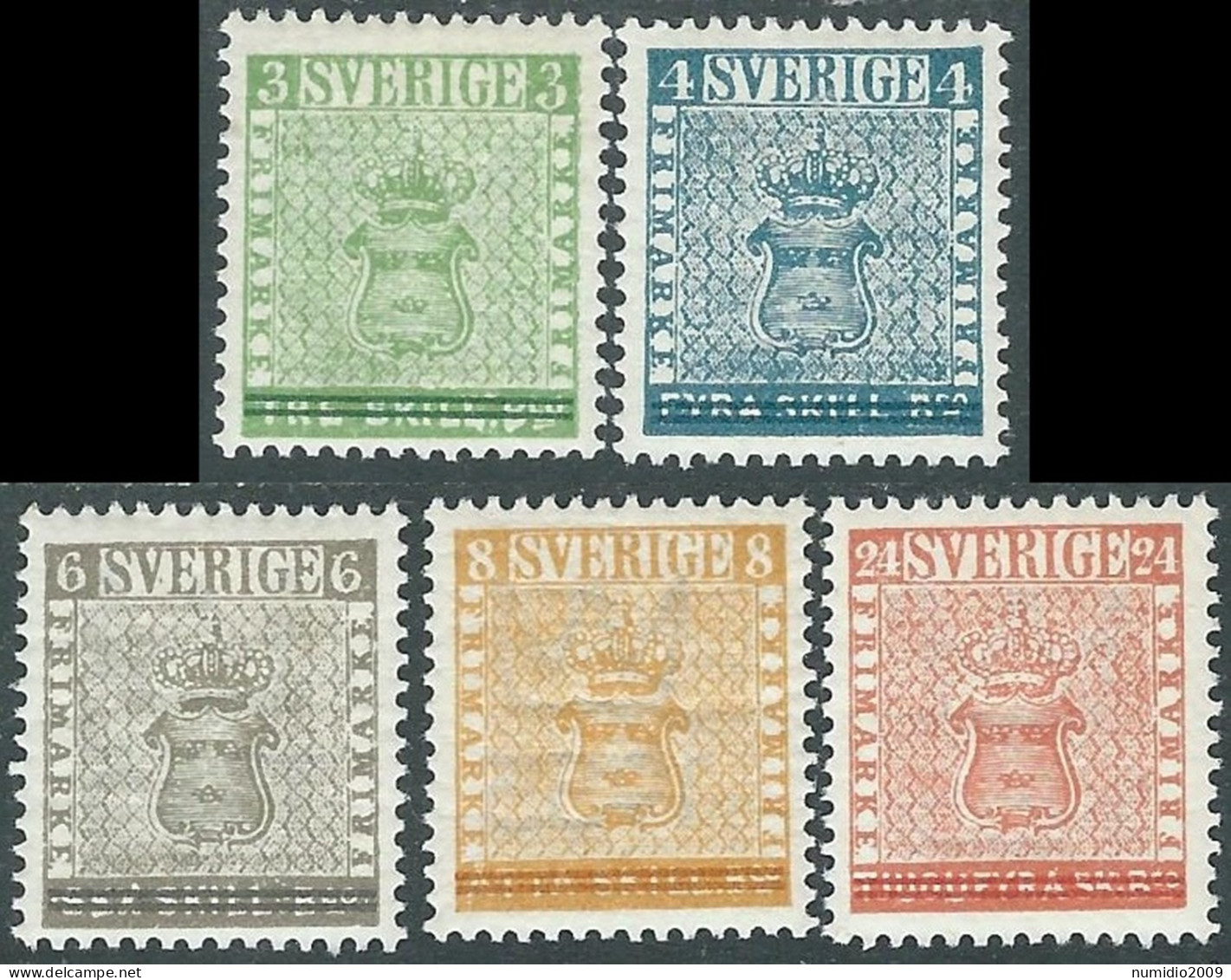 1955 SVEZIA ESPOSIZIONE FILATELICA STOCKHOLMIA 5 VALORI MH * - RB8-9 - Nuovi