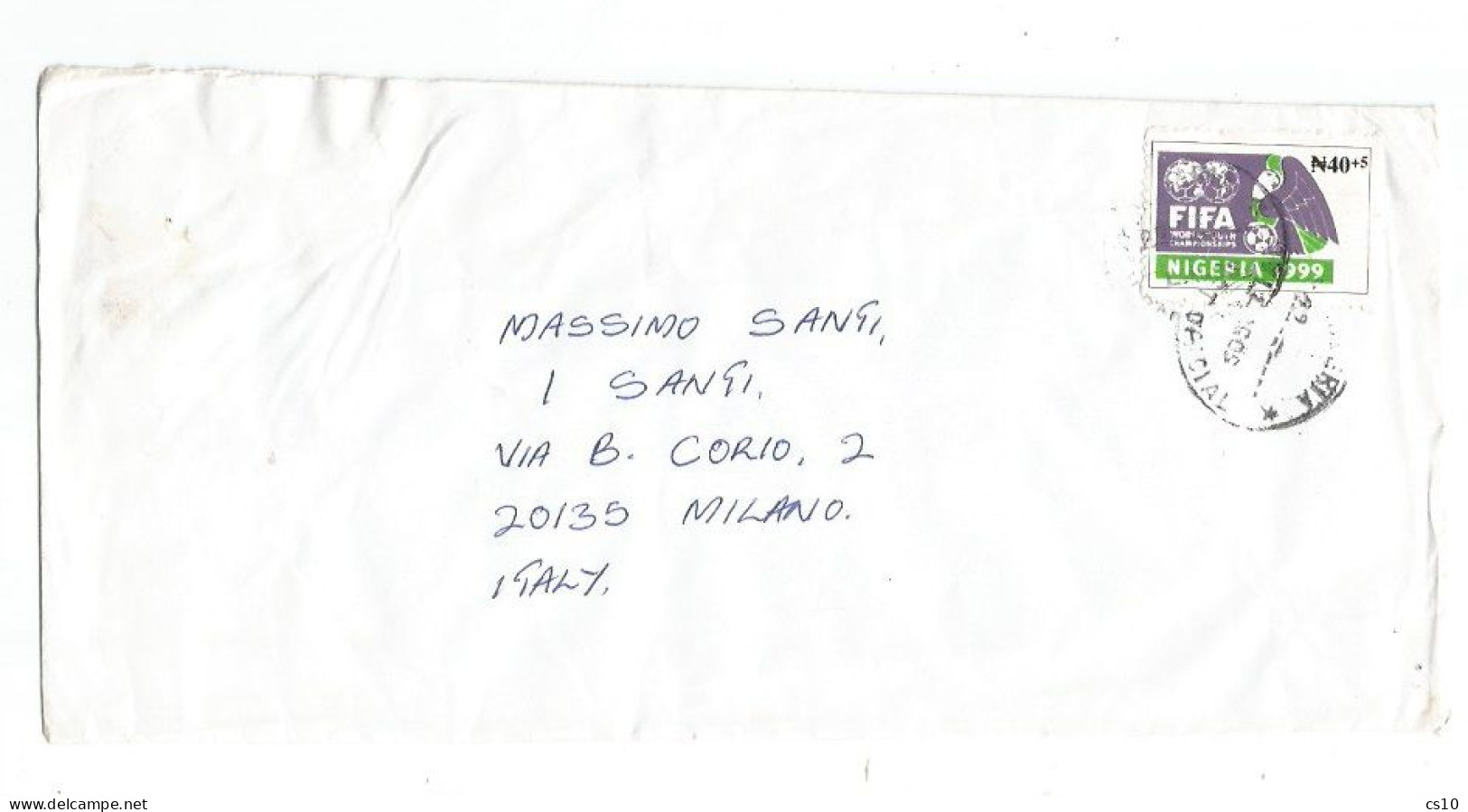 Nigeria 1999 FIFA Football World Youth Championship N.40+5 Solo Franking AirmailCV - Autres & Non Classés