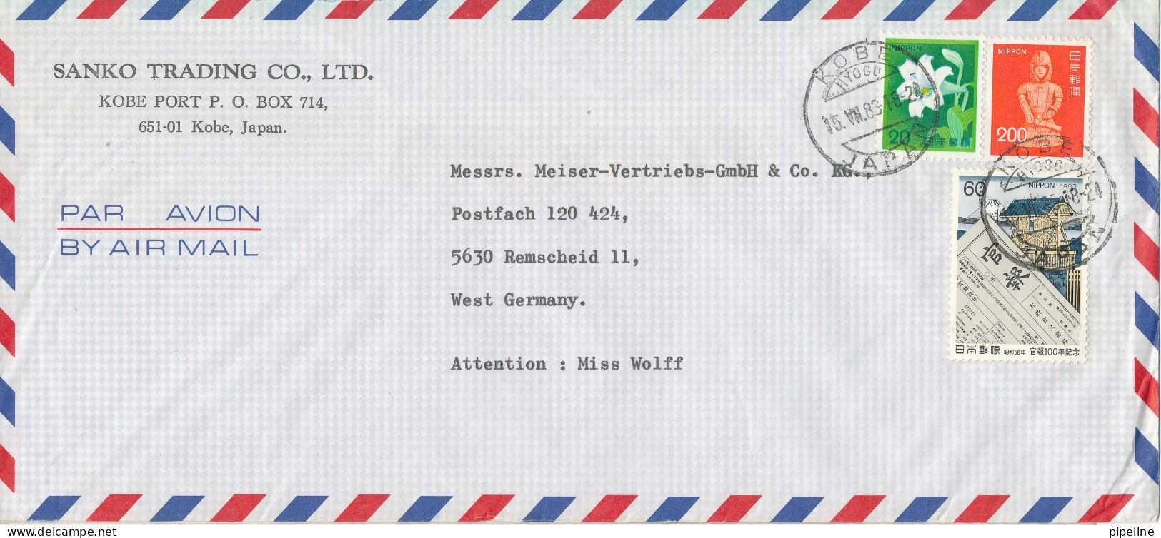 Japan Air Mail Cover Sent To Germany 15-7-1983 - Luftpost