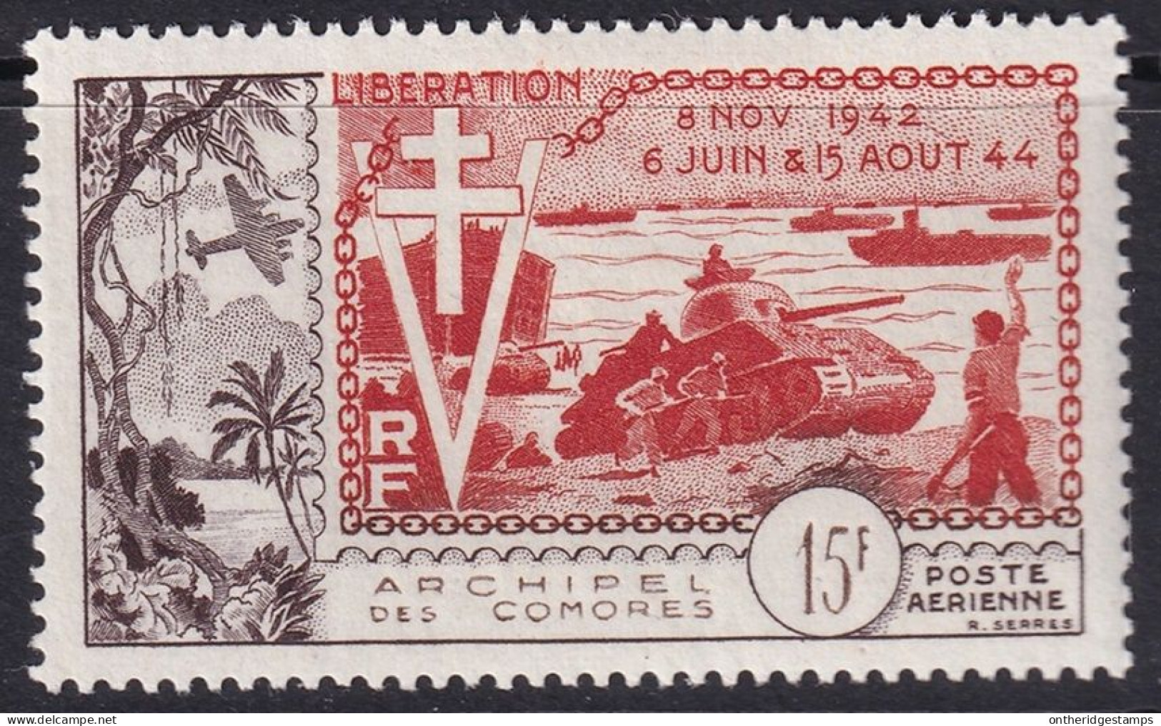 Comoro Islands 1954 Sc C4 Comores Yt PA4 Air Post MH* - Airmail
