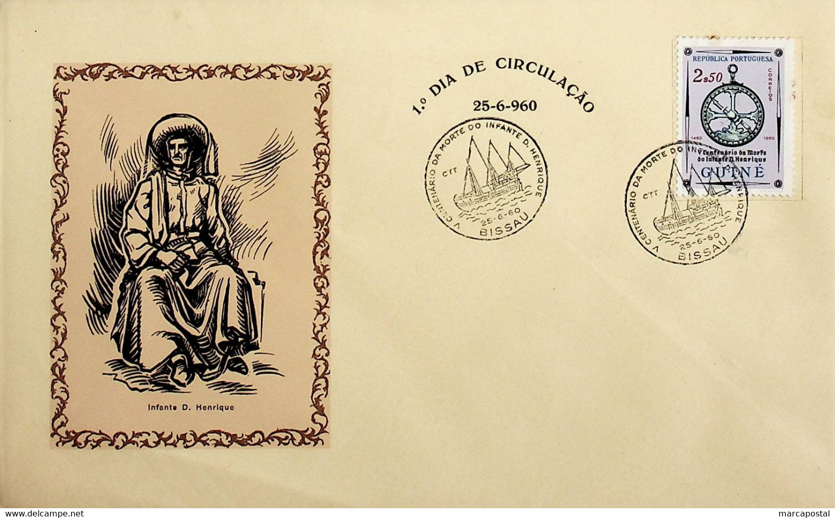 1960 Guiné Portuguesa FDC 5º Centenário Da Morte Do Infante D. Henrique - Portugiesisch-Guinea