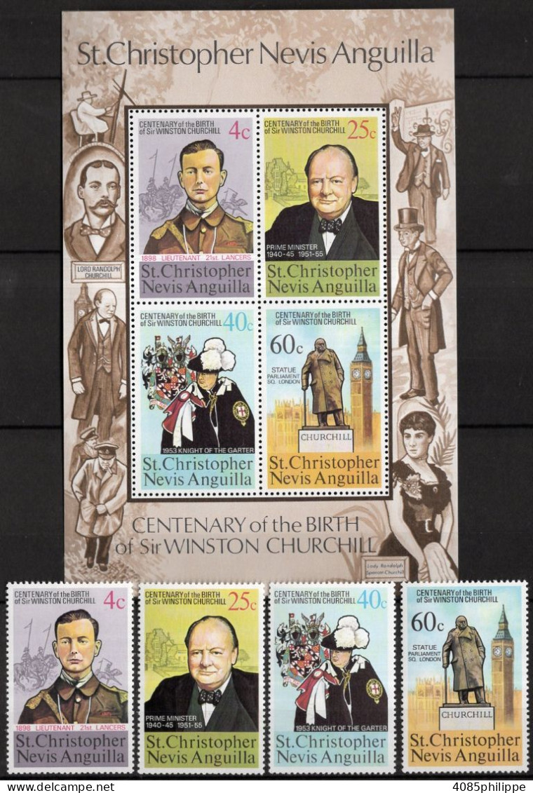 St CHRISTOPHER NEVIS ANGUILLA Timbres-Poste & BF W CHURCHILL  Neufs Charnières TB - St.Christopher-Nevis & Anguilla (...-1980)