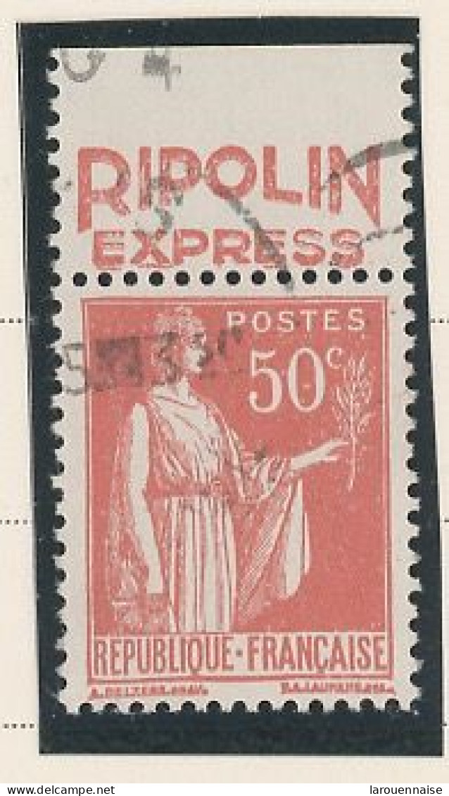 BANDE PUB -N°283  PAIX TYPE II-  50c ROUGE   -Obl - PUB -RIPOLIN   -(Maury 218) - - Usati