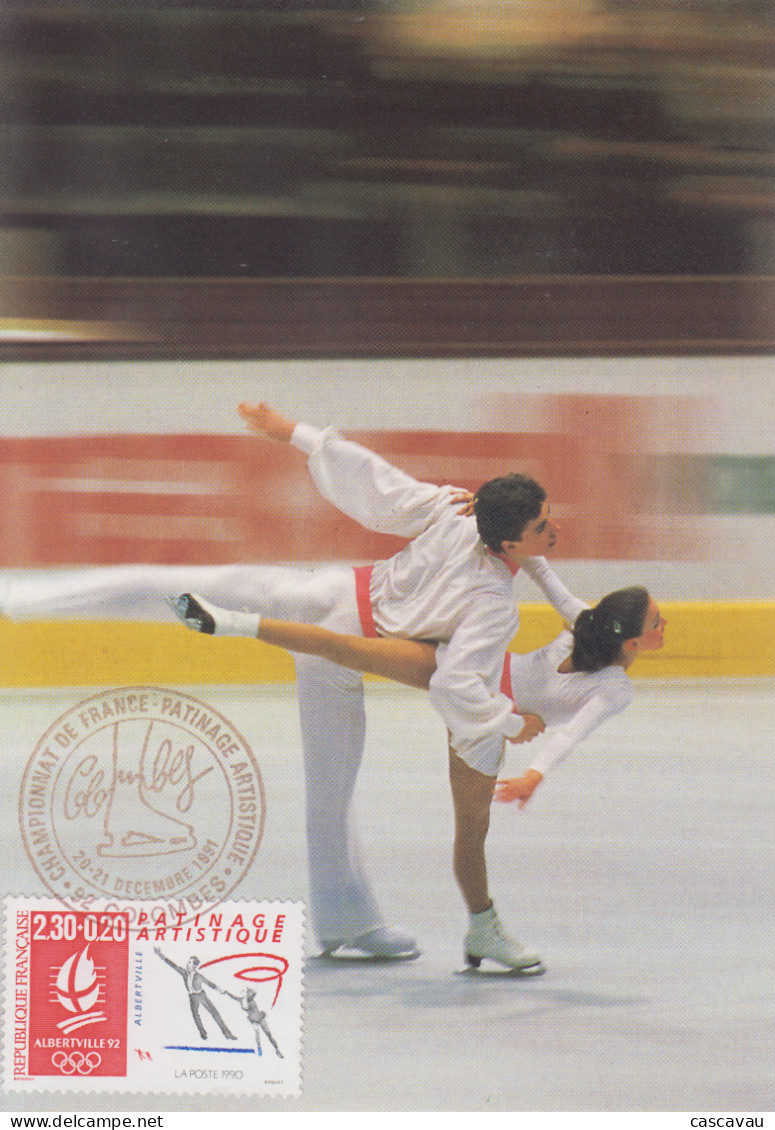 Carte  Maximum   FRANCE    Championnat   De   France   De   Patinage   Artistique     COLOMBES   1991 - Patinage Artistique