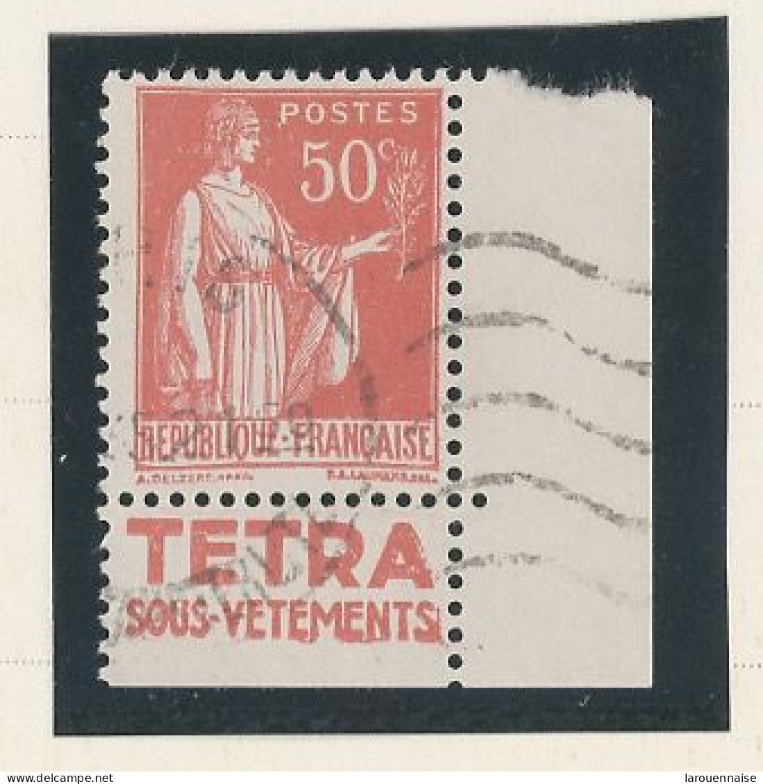 BANDE PUB -N°283  PAIX TYPE II-  50c ROUGE   -Obl - PUB -TETRA   -(Maury 220) - - Oblitérés