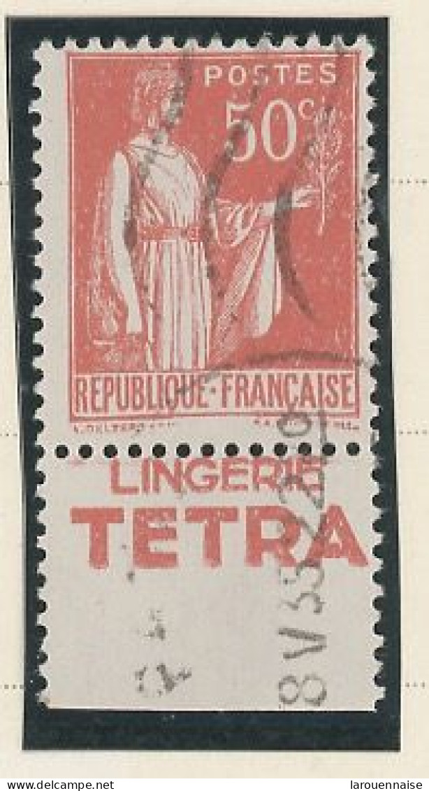 BANDE PUB -N°283  PAIX TYPE II-  50c ROUGE   -Obl - PUB -TETRA   -(Maury 220) - - Used Stamps