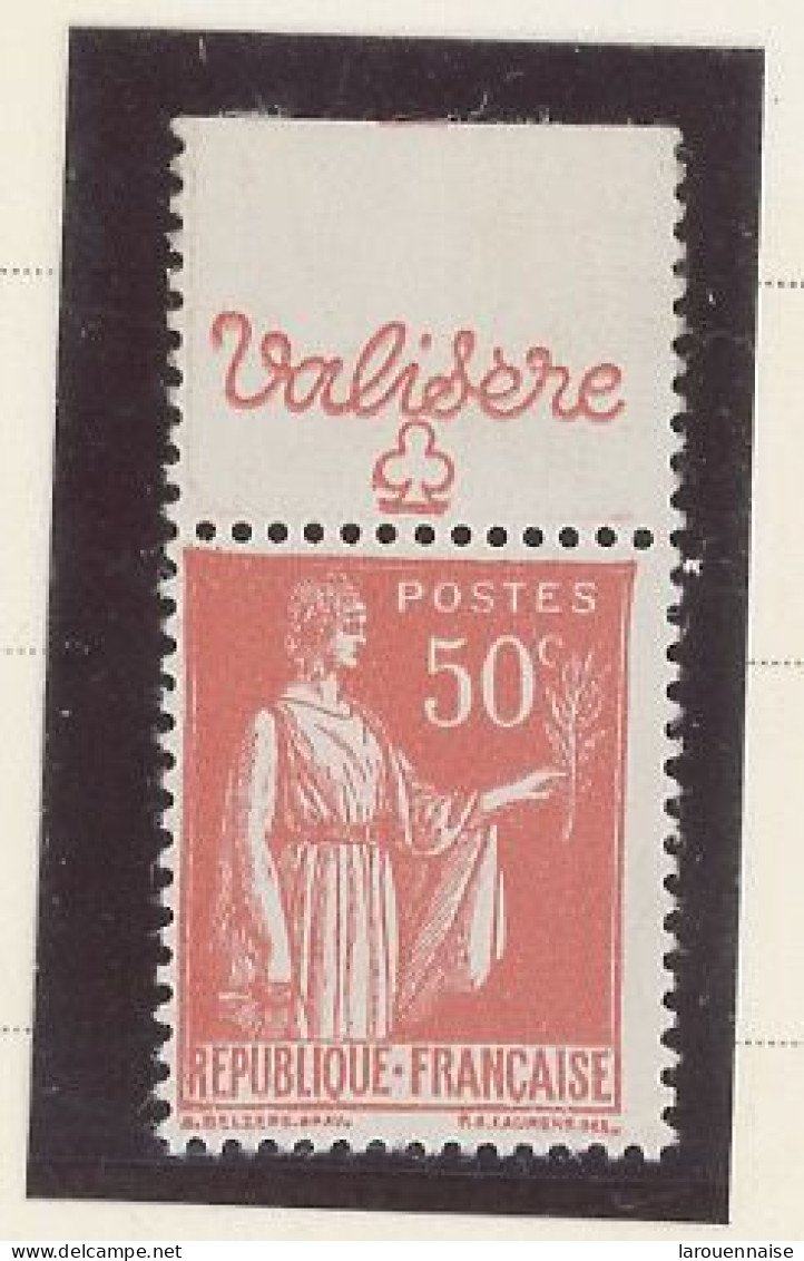 BANDE PUB -N°283  PAIX TYPE II-  50c ROUGE   -N*- PUB -VALISERE -(Maury 221) - - Neufs