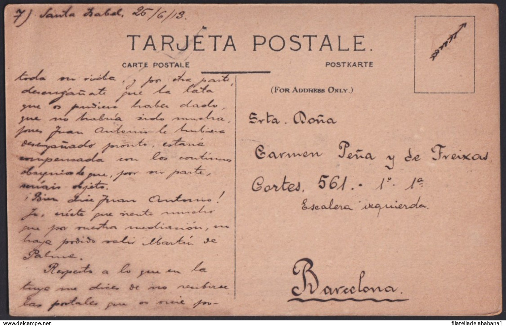 F-EX40226 FERNANDO POO SPAIN POSTCARD 1913 SANTA ISABEL CITY. VICTORIA STREET.   - Fernando Po