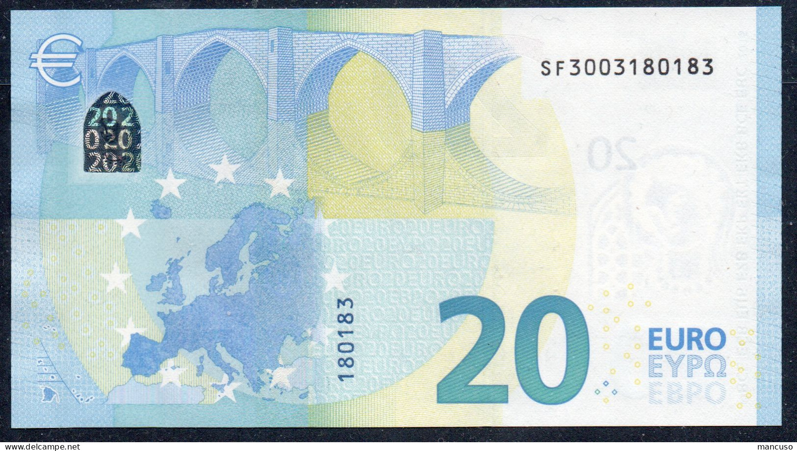 &euro; 20  ITALIA SF  S001 DRAGHI  UNC - 20 Euro