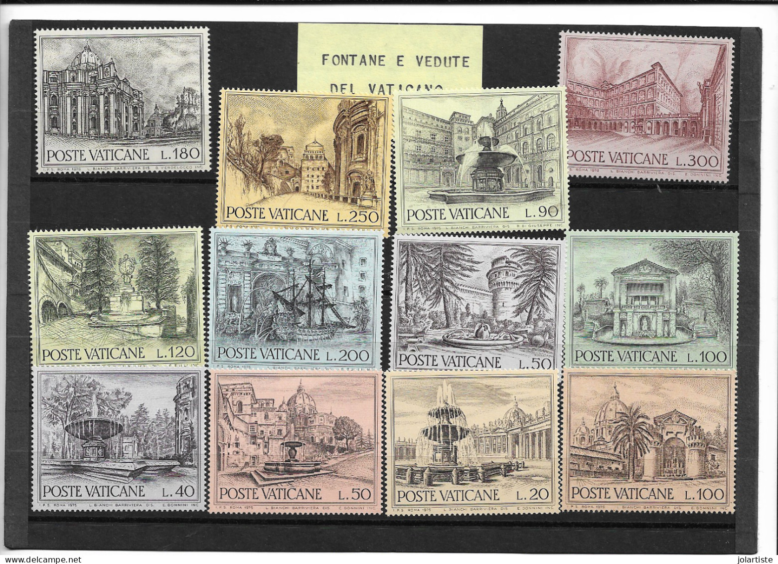 Poste Vaticane Fontane E Vedute Del Vaticano 12 Timbres Neuf 1975:76 Serie Complete Cls 3 N0166 - Unused Stamps