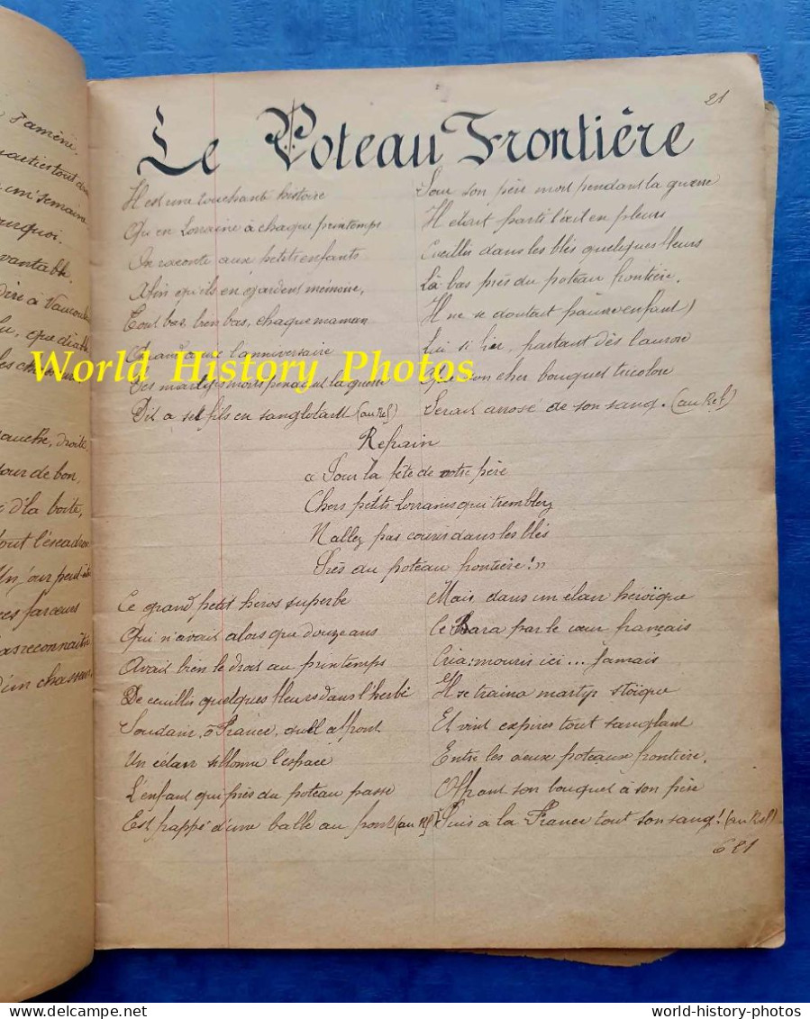 Cahier De Chansons Début XXe écrit Au Fort De FROUARD - Soldat Alphonse MARLIN - Chanson Patriotique Musique Militaire - Documenti