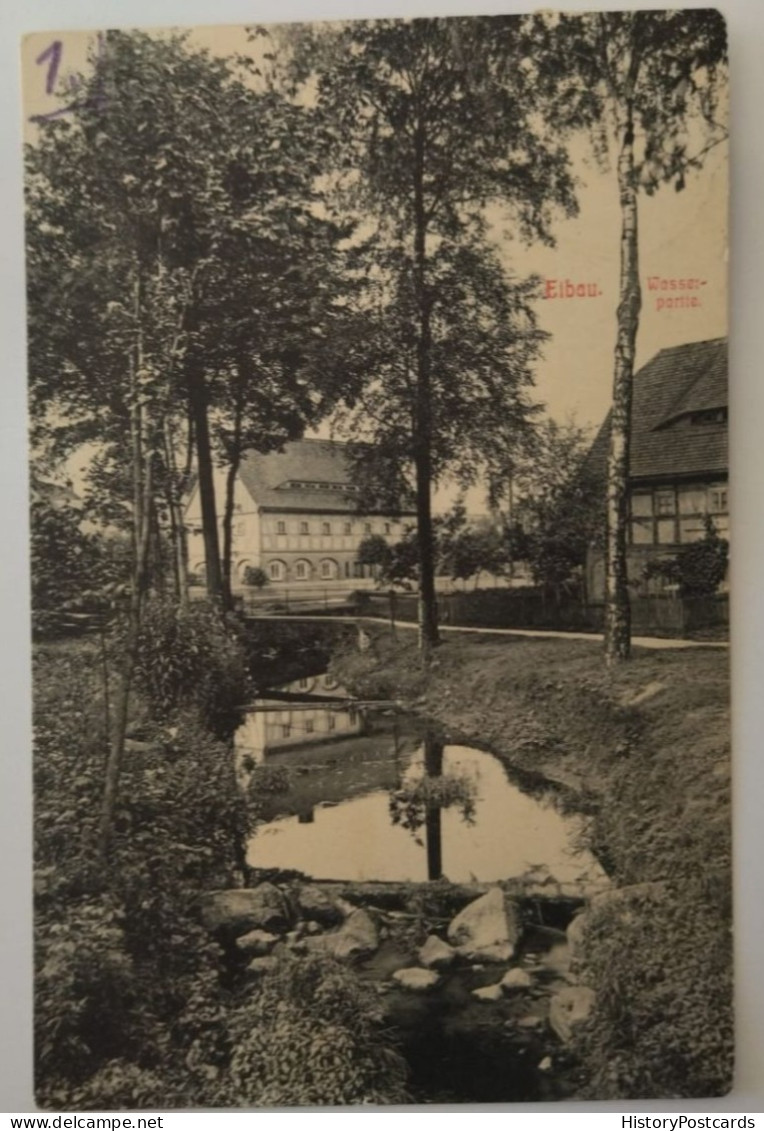 Eibau I. Sa., Wasserpartie, Häuser, Kottmar, 1911 - Goerlitz