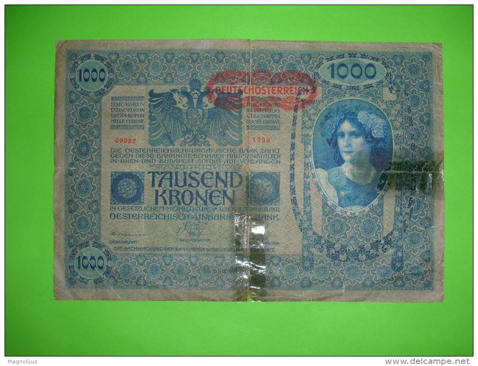 Austria-Hungary Monarchy,tausend Kronen,1000 Korona,deutschosterreich Stamp,banknote,paper Money,bill,geld,vintage - Oesterreich