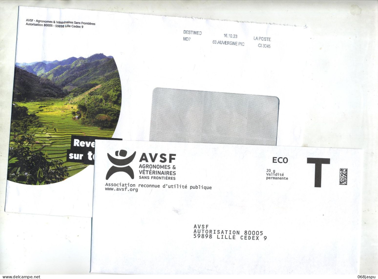 Enveloppe Reponse T Agronome Veterinaire Sans Frontiere + Destineo - Cards/T Return Covers