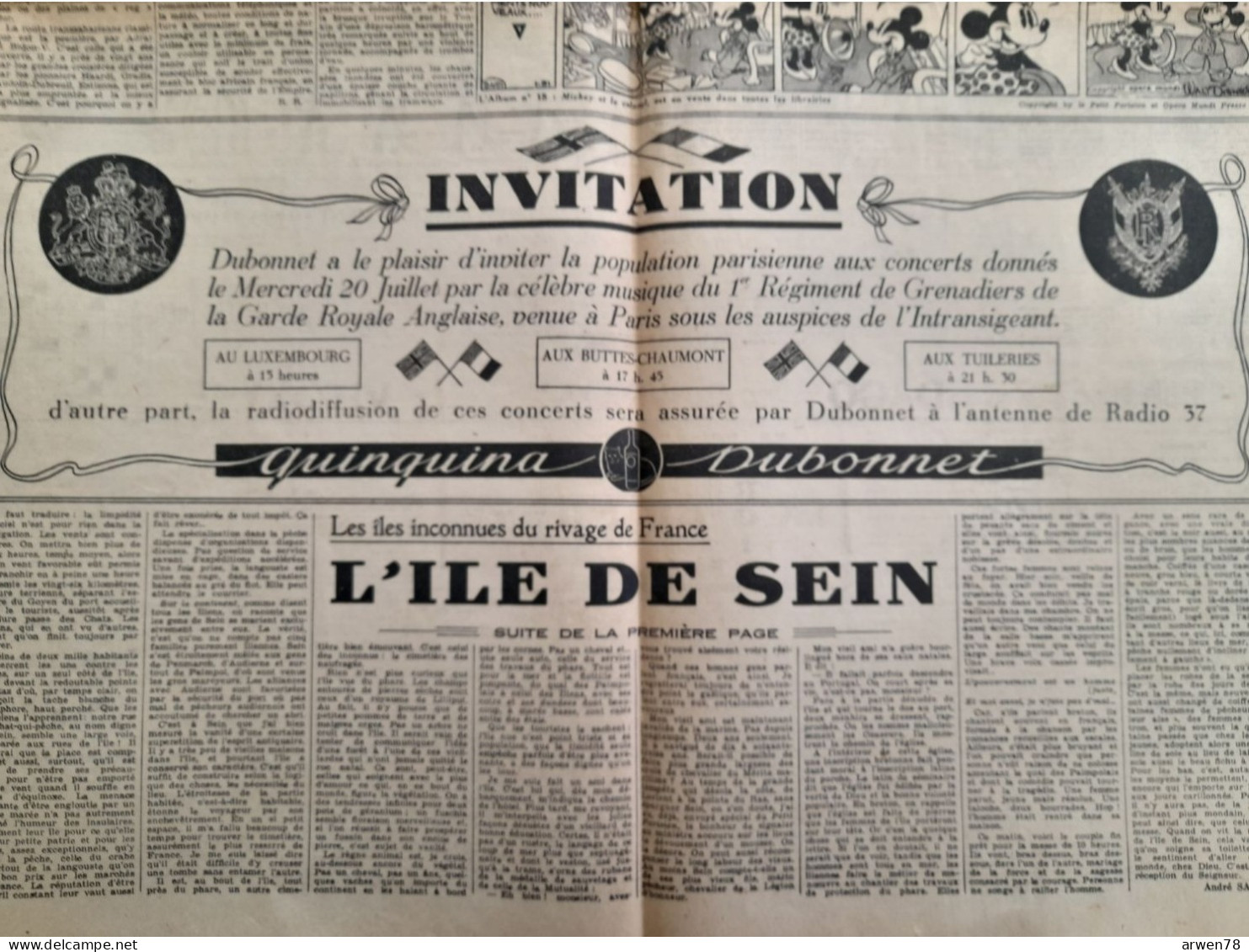 Journal LE PETIT PARISIEN Avec Une BANDE DESSINEE DE MICKEY - Le Petit Parisien