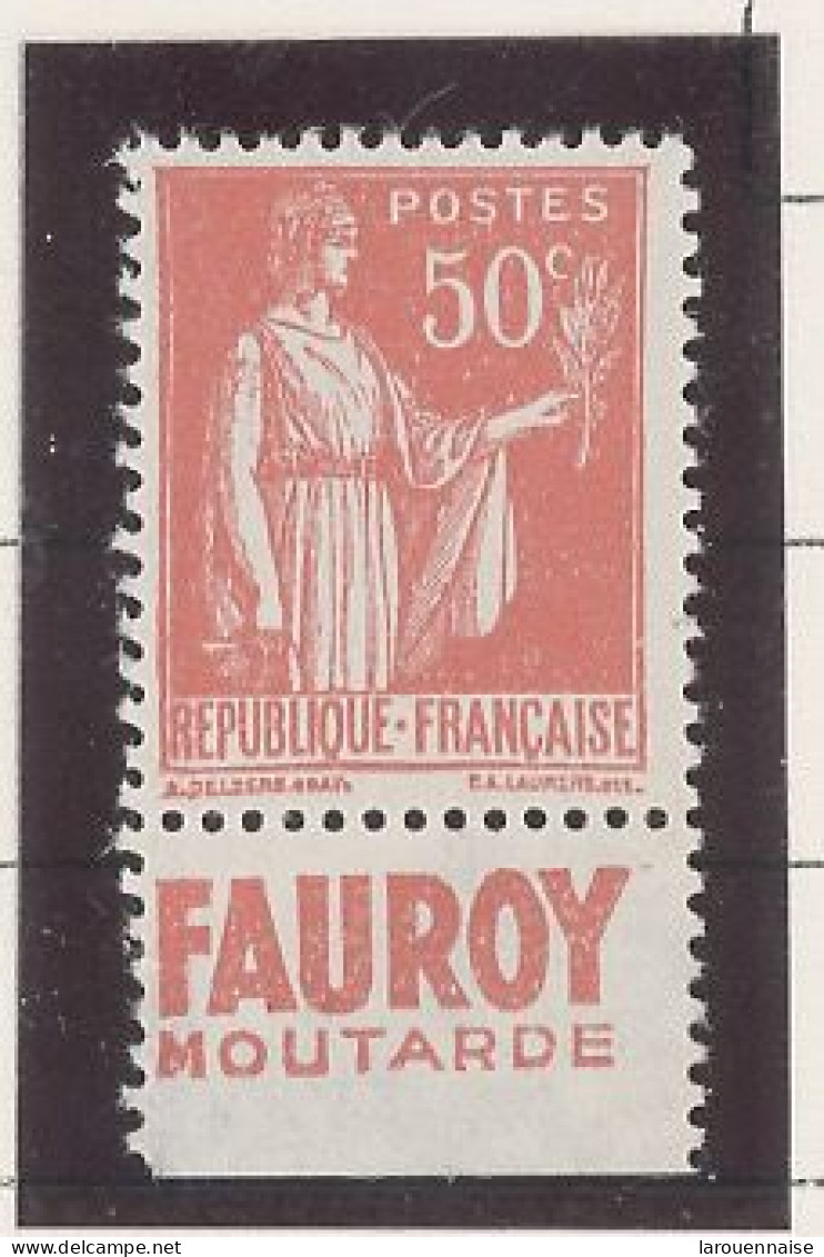 BANDE PUB -N°283  PAIX TYPE II-  50c ROUGE   -N**- PUB -FAUROY -(Maury 208a) - - Nuevos