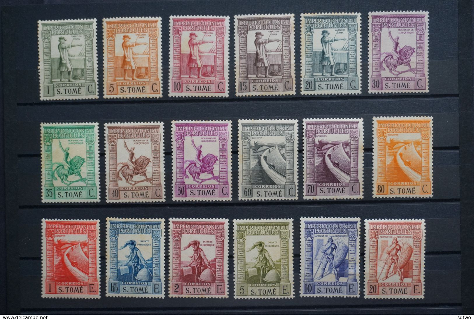 (T5) St. Thomas 1938 Vasco Gama Short "S.TOMÉ" Complete Set - Af. 298 To 315 (MNH) - St. Thomas & Prince