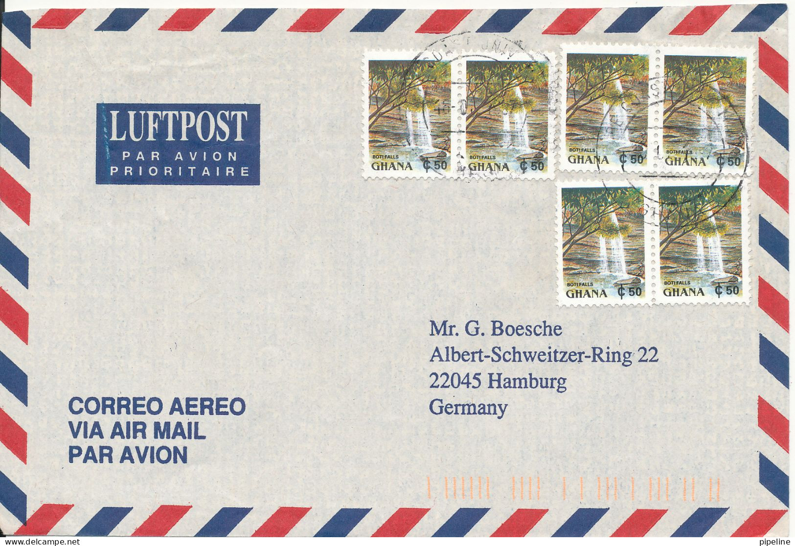 Ghana Air Mail Cover Sent To Germany 1997 Topic Stamps - Ghana (1957-...)