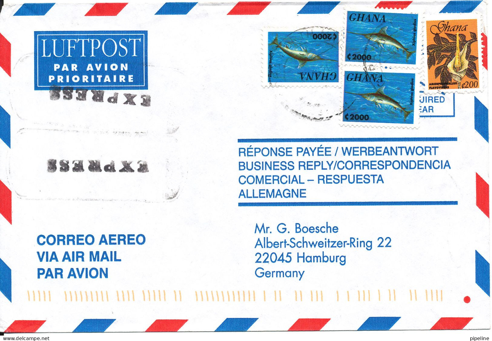 Ghana Air Mail Cover Sent Express To Germany Topic Stamps - Ghana (1957-...)